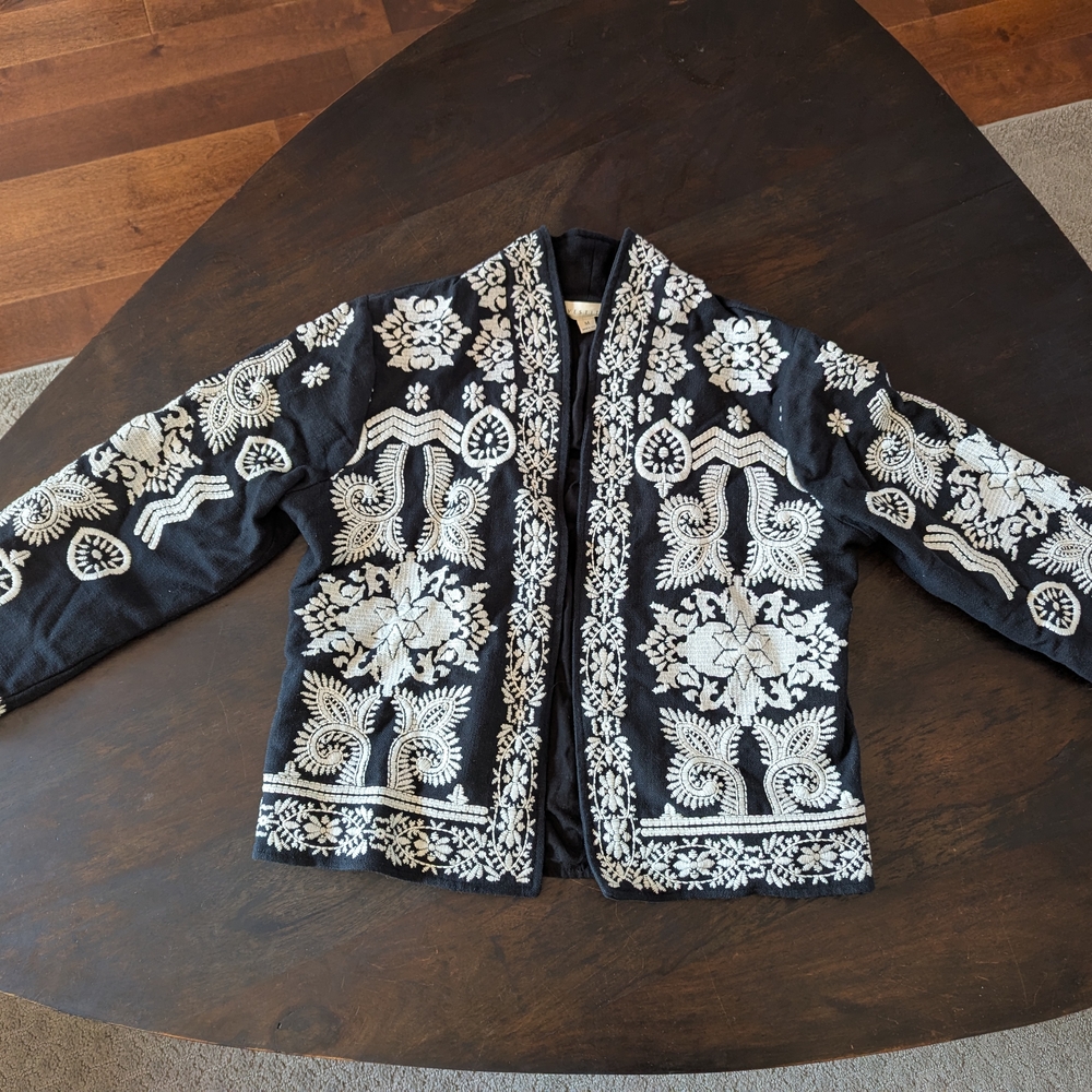 Lovestitch Black Jacket with White Embroidery